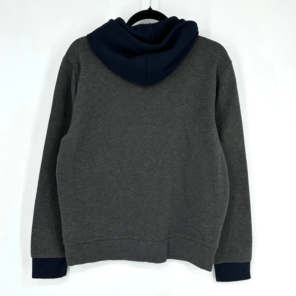 Polo Ralph Lauren Double Knit Gray Performance Sweater Hoodie Embossed Knit Logo